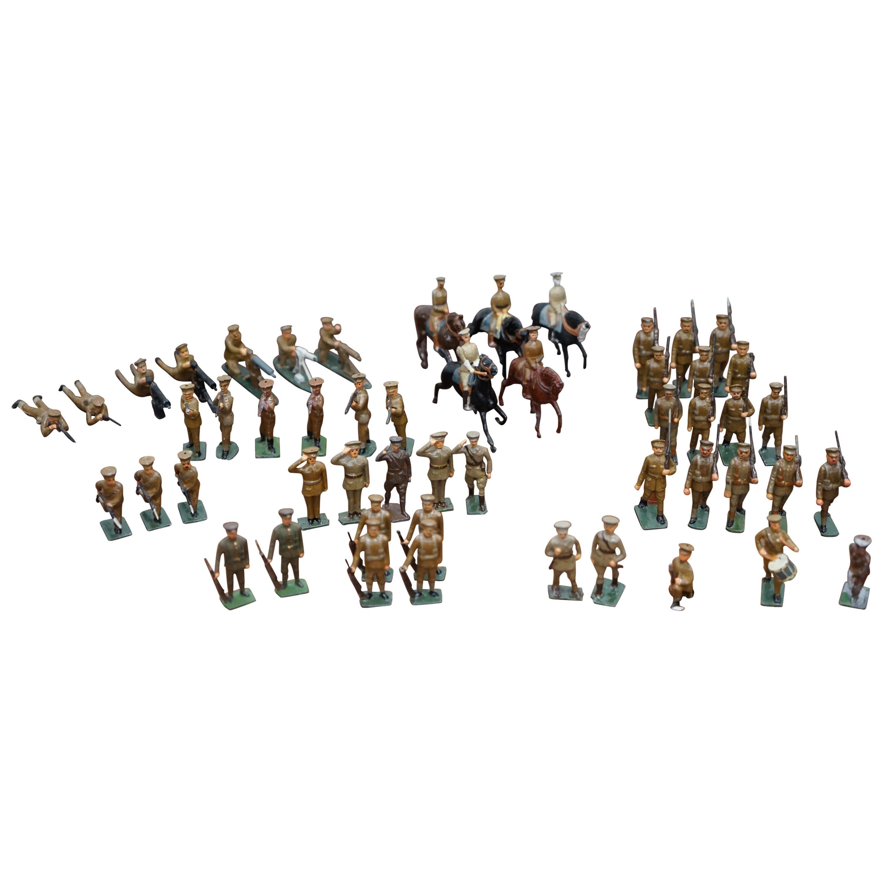 Rare Set of World War i Antique Toys Military Soldiers 52 Mixed Pieces Rare Find