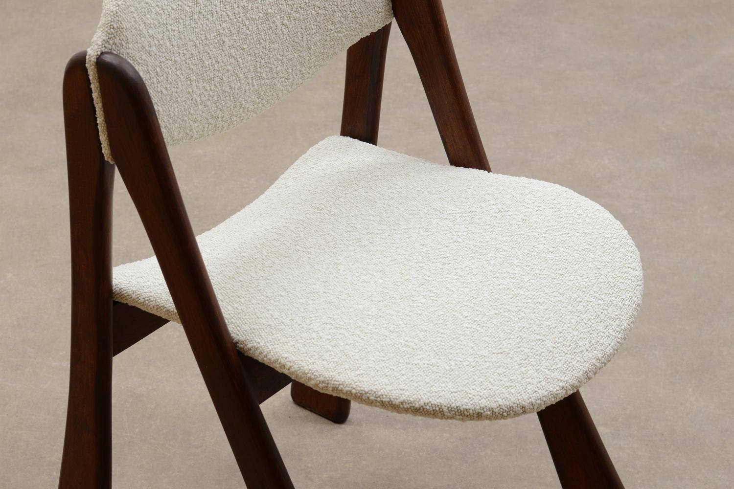 European Rare Set Organic Shaped Bouclé Dining Chairs