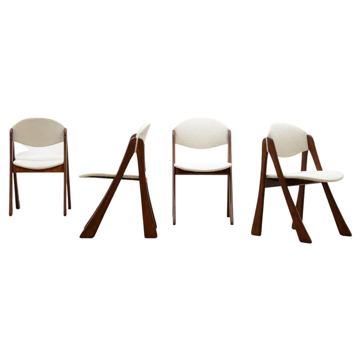 Rare Set Organic Shaped Bouclé Dining Chairs