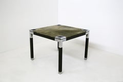 Rare Set Play Table by Romeo Rega in Green Alcantara Leather, Signature 1960