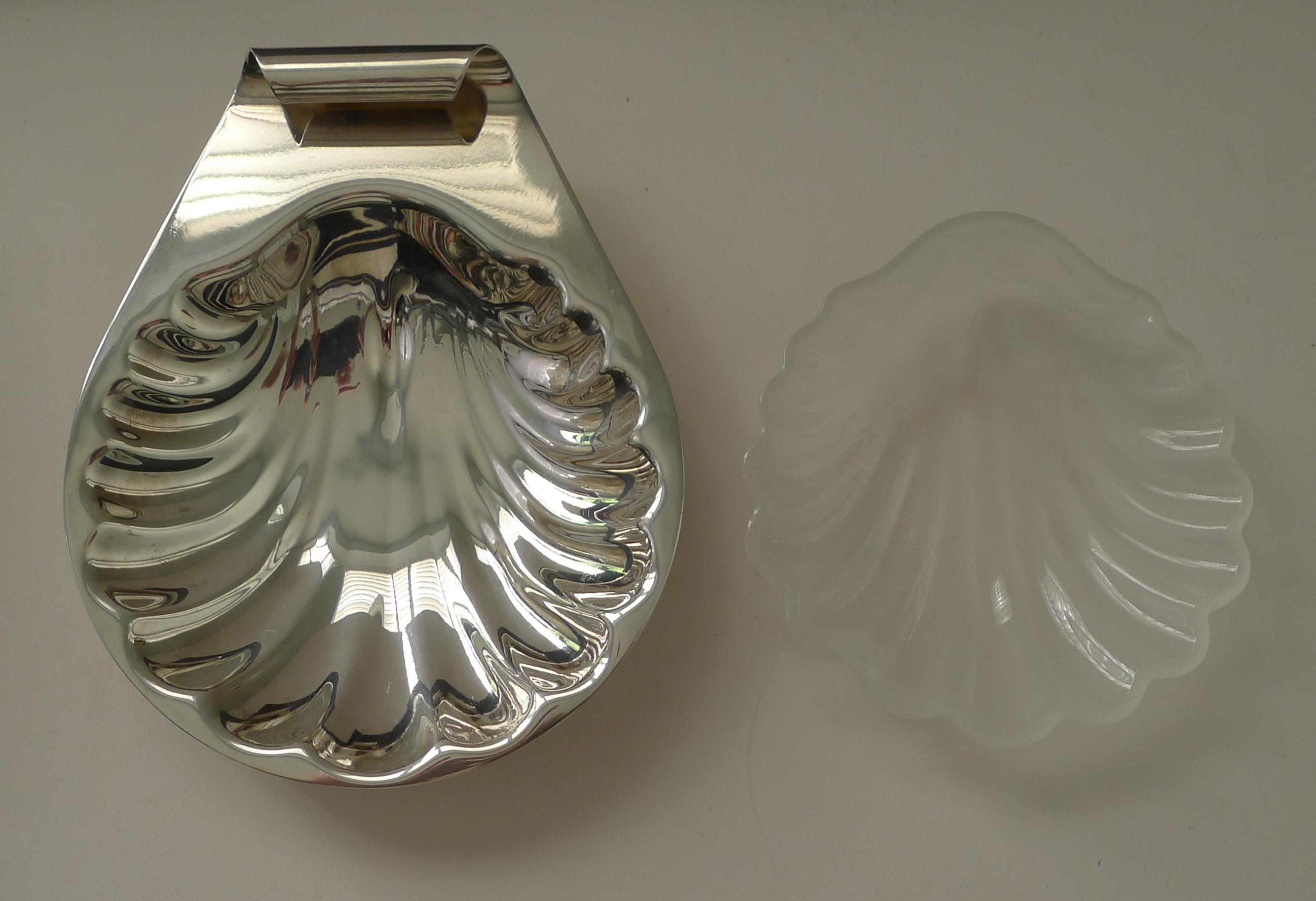 Raro juego de seis platos de ostras y marisco de Lino Sabattini c.1970 Chapado en plata en venta