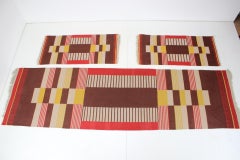 Rare Set Three Geometric Wool Rugs Designed by Antonín Kybal, 1940s