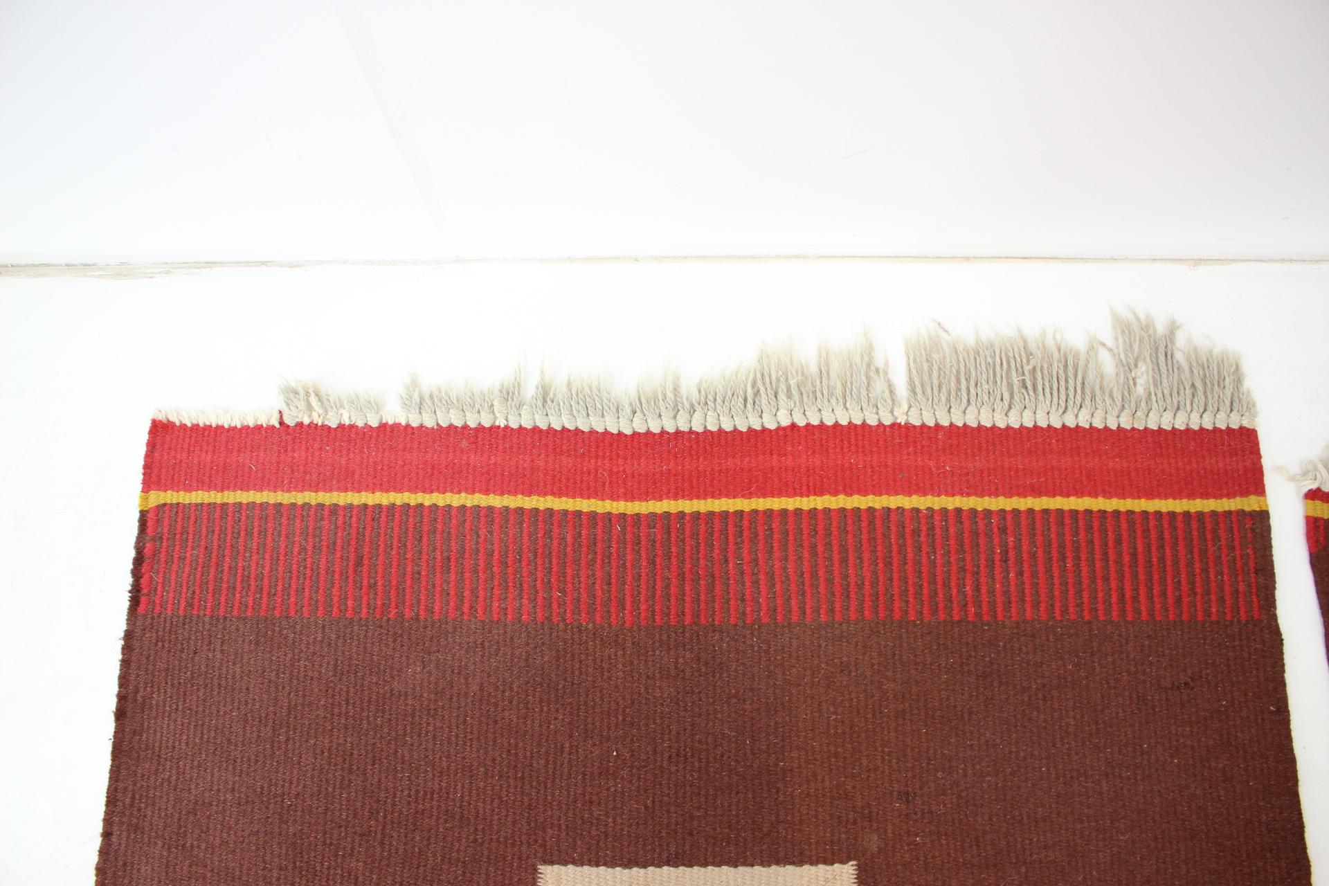 Rare Set Three Geometric Wool Rugs Designed by Antonín Kybal, 1940s For Sale 3