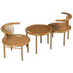 Rare Set Vintage German Lübke Pair of Round Chairs and Table, circa 1960