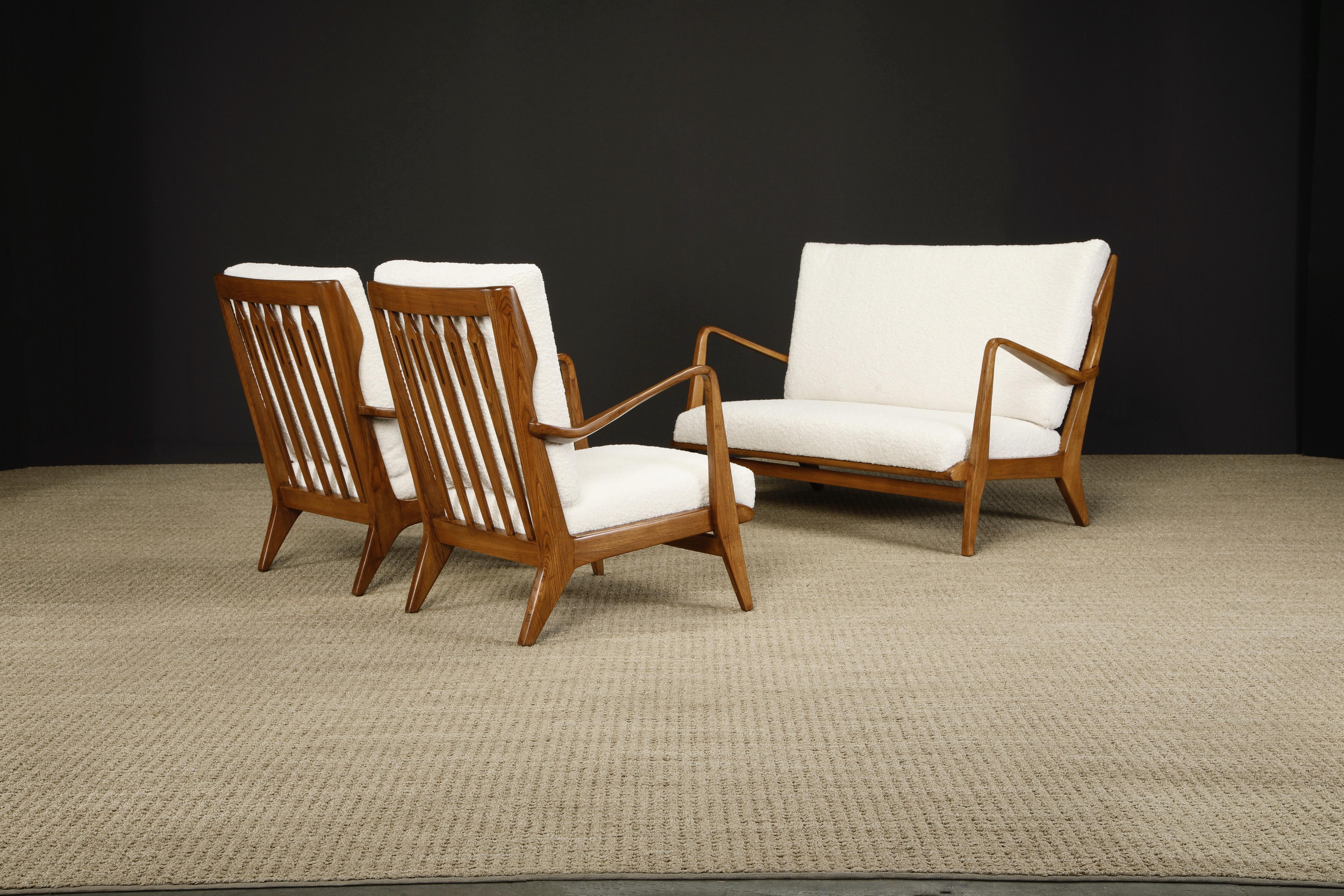 Rare Settee by Gio Ponti for Cassina, Refinished and Reupholstered, Italy 1950s For Sale 9