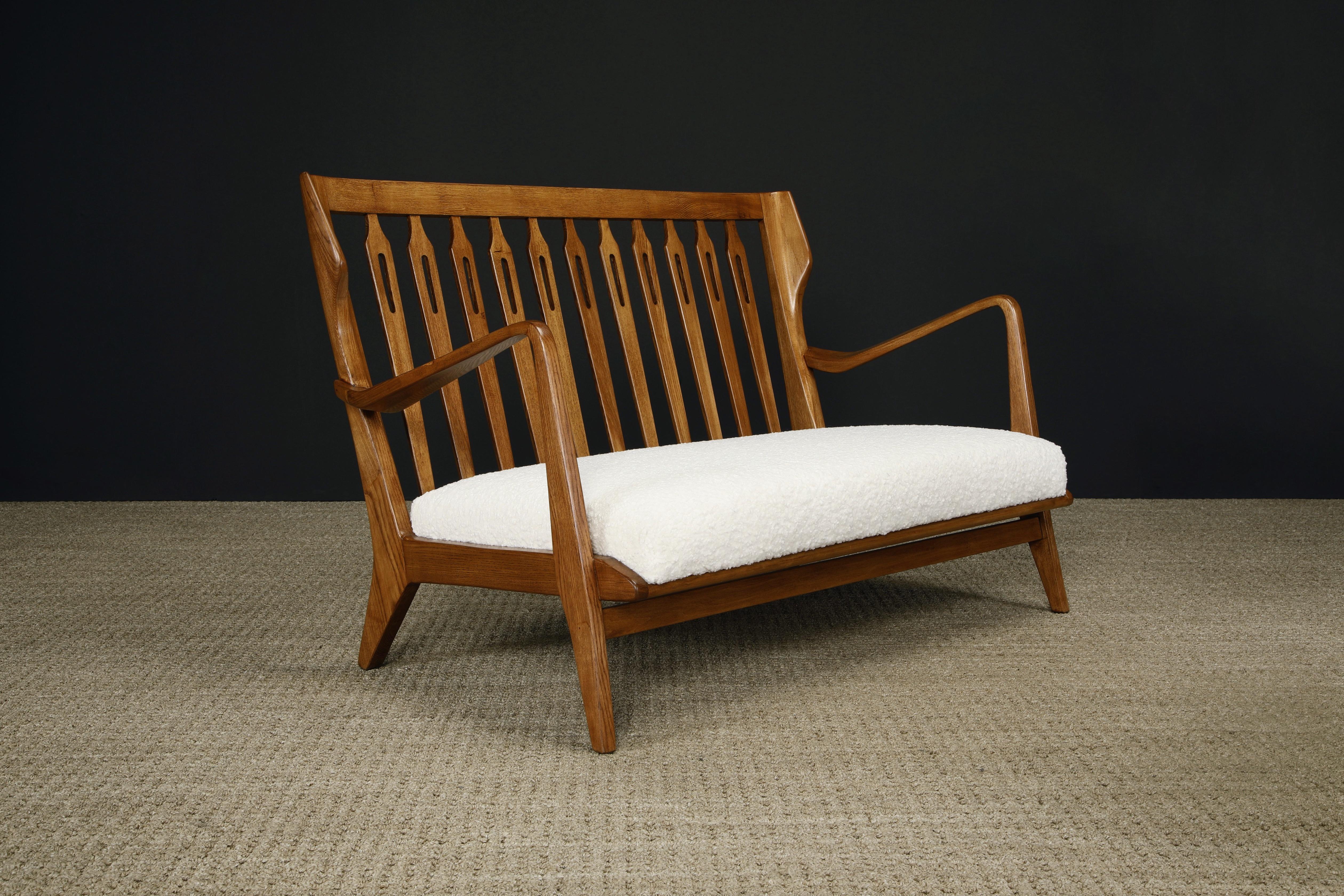 Rare Settee by Gio Ponti for Cassina, Refinished and Reupholstered, Italy 1950s For Sale 10