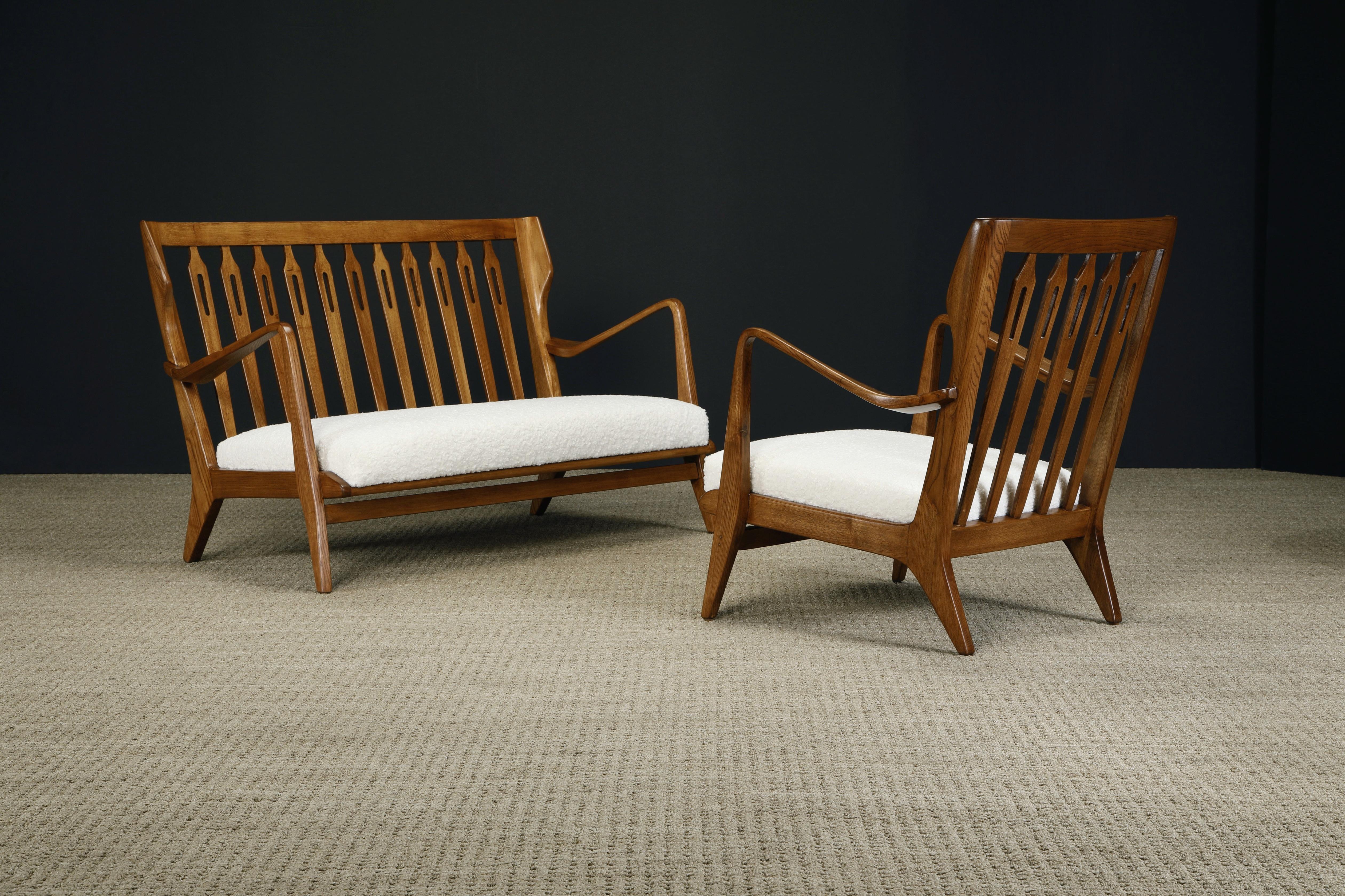 Rare Settee by Gio Ponti for Cassina, Refinished and Reupholstered, Italy 1950s For Sale 11