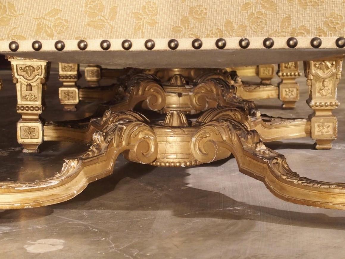 Rare Seven-Piece Louis XIV Style Giltwood Salon Suite from France, circa 1880 In Good Condition For Sale In Dallas, TX