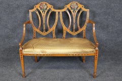 Rare Seven Piece Paint Decorated English Adams Parlor Set with Settee