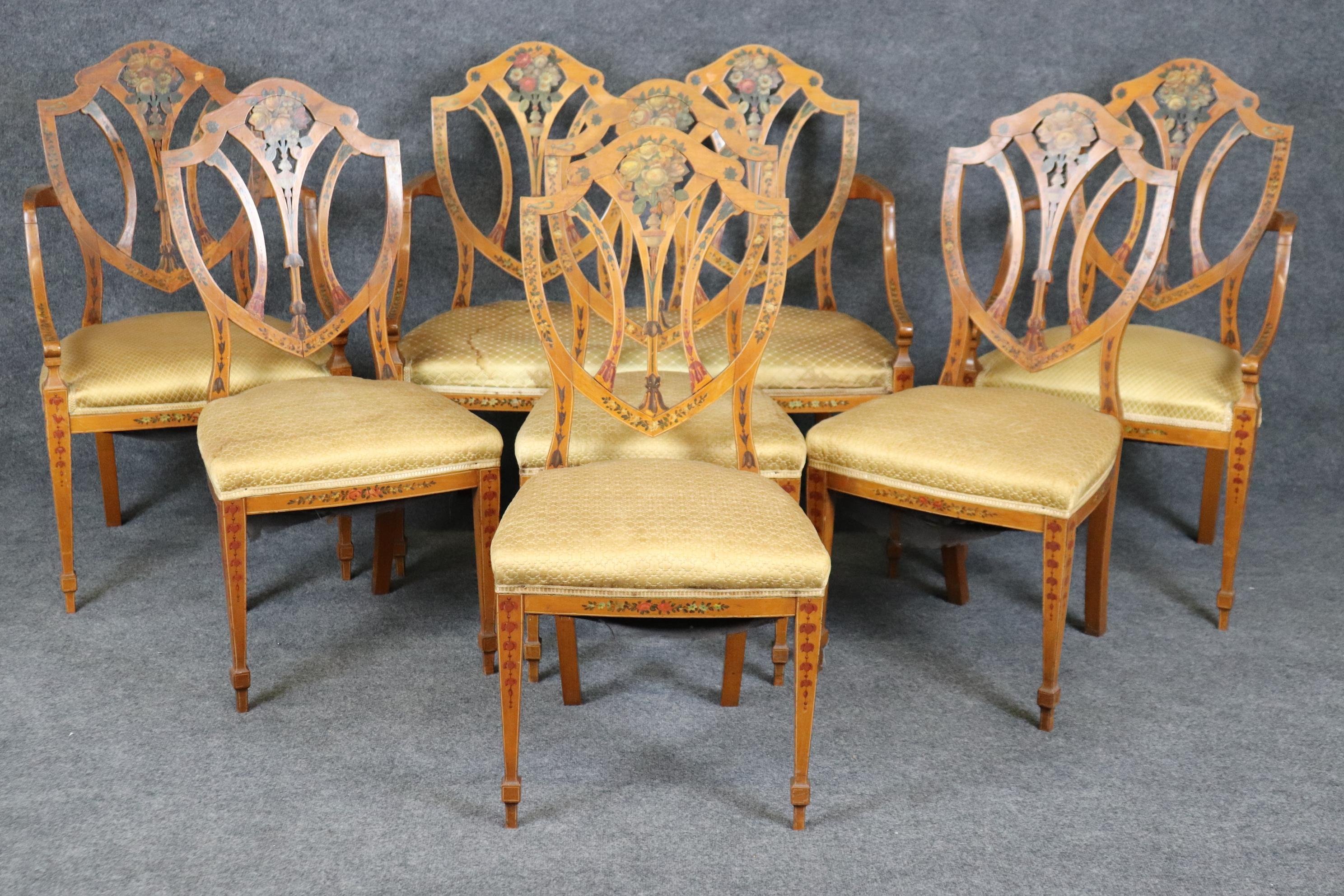 Style Adam Rare ensemble de salon Adams anglais décoré de sept pièces avec banquette en vente