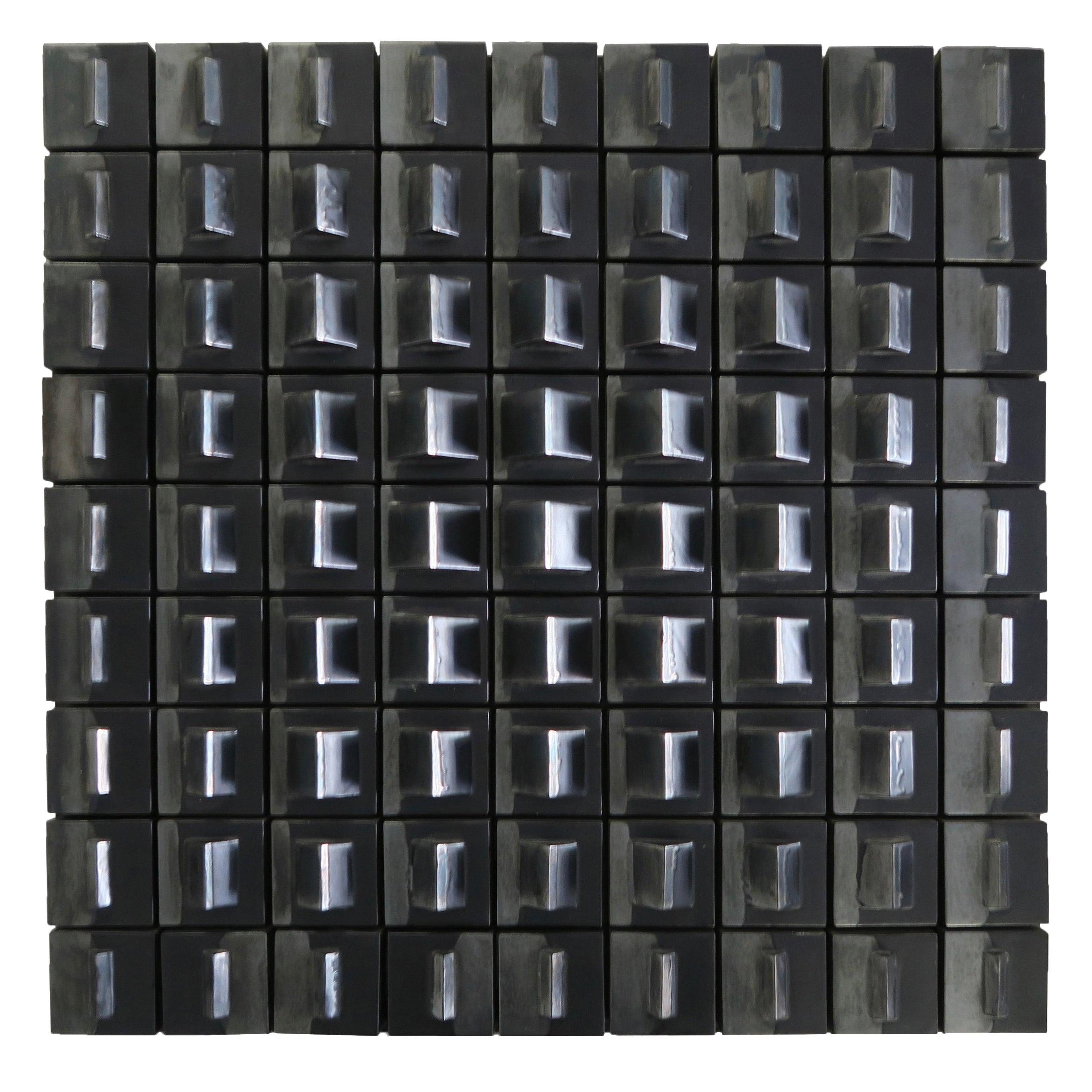 Rare 1970s Black Enameled Ceramic Wall Sculpture For Sale