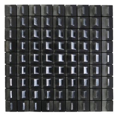 Rare 1970s Black Enameled Ceramic Wall Sculpture