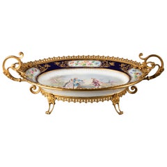 Rare Sevres, Gilded Bronze Dish, Gallant Scene, Chateau des Tuileries circa 1840