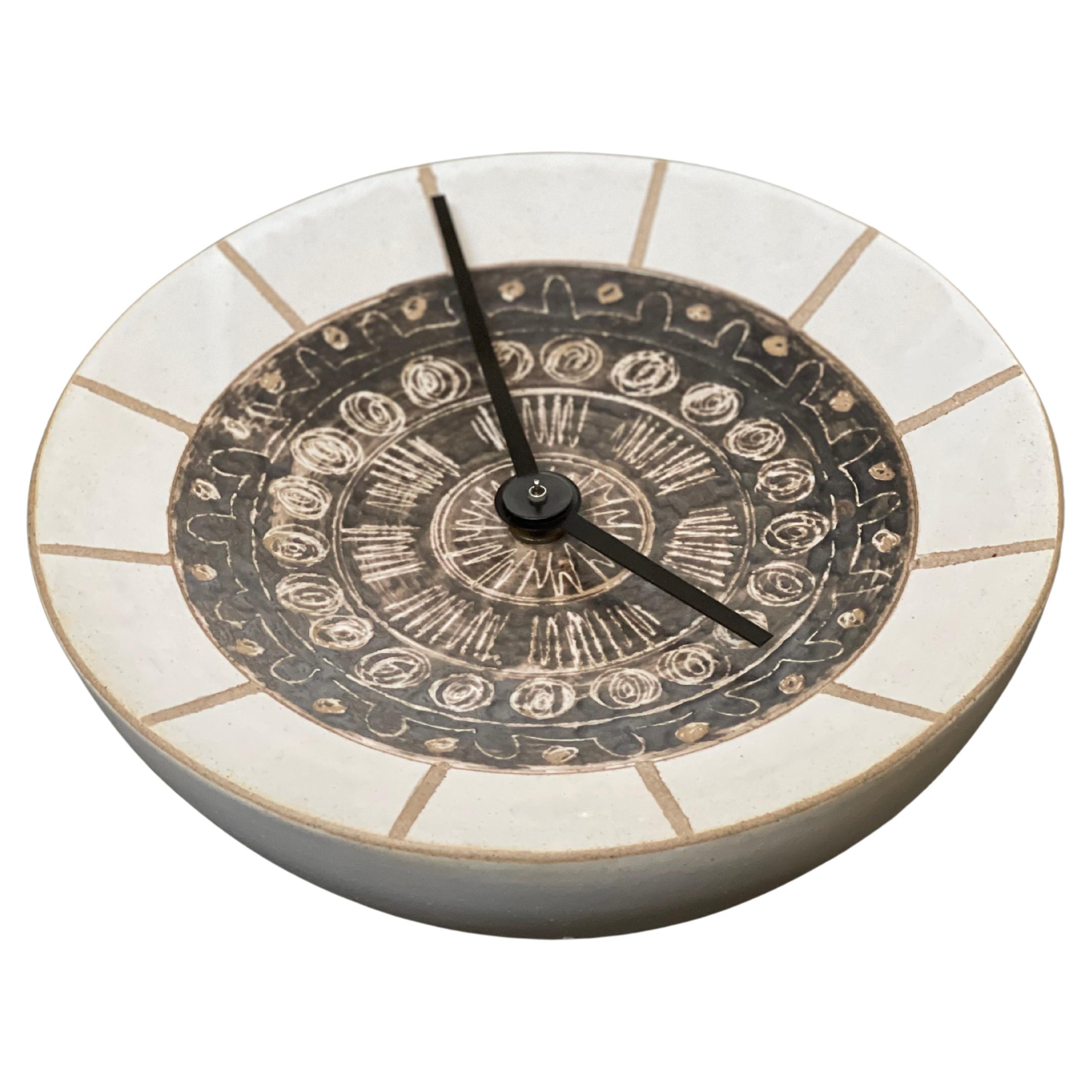 Rare Sgraffito Ceramic Clock by Jane and Gordon Martz for Marshall Studios