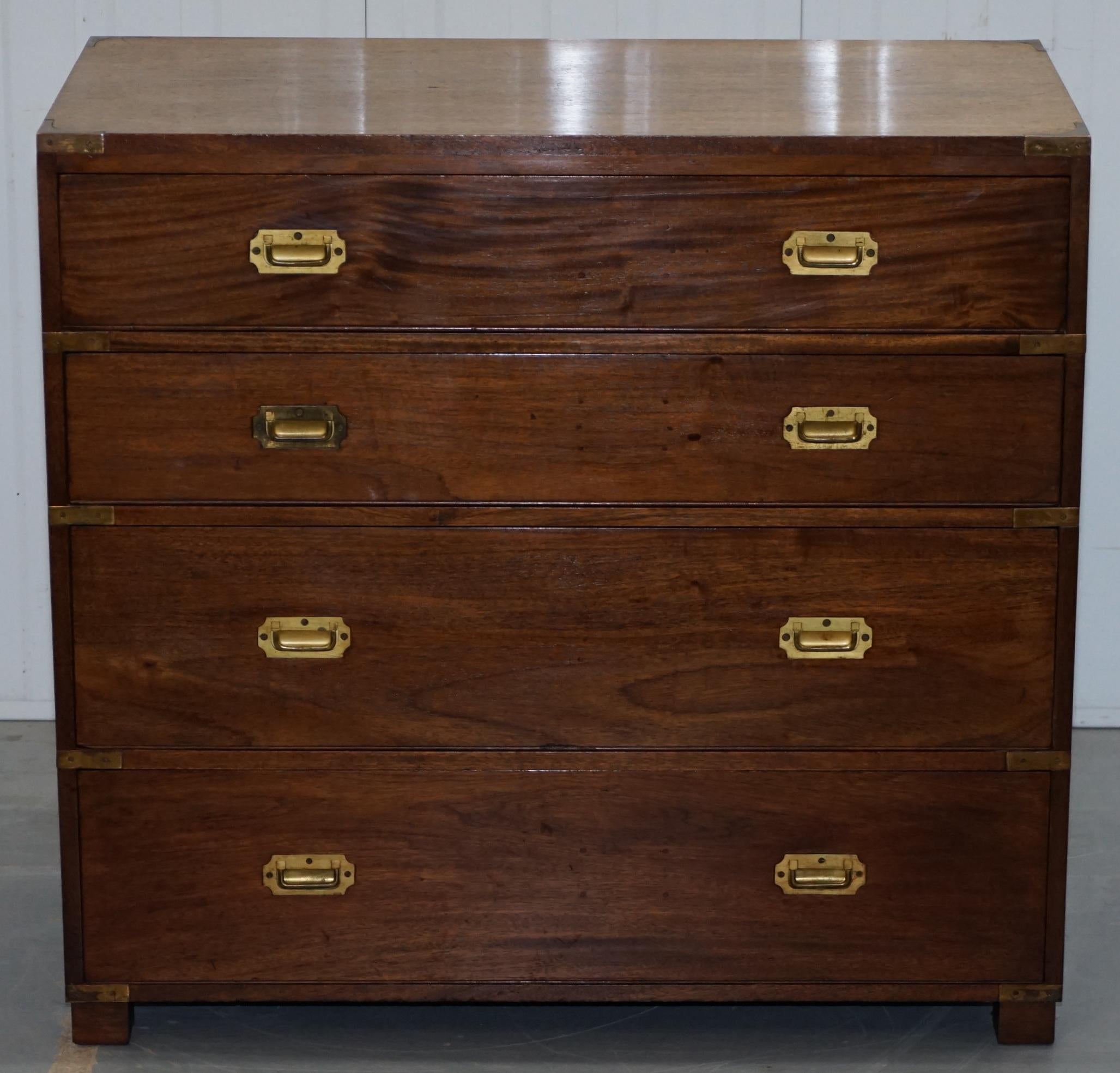 We are delighted to offer for sale this very rare S&H Jewell stamped Victorian Mahogany & Brass Military Campaign chest of drawers

A very good looking well made and function chest of drawers by one of the great English Furniture makers of the