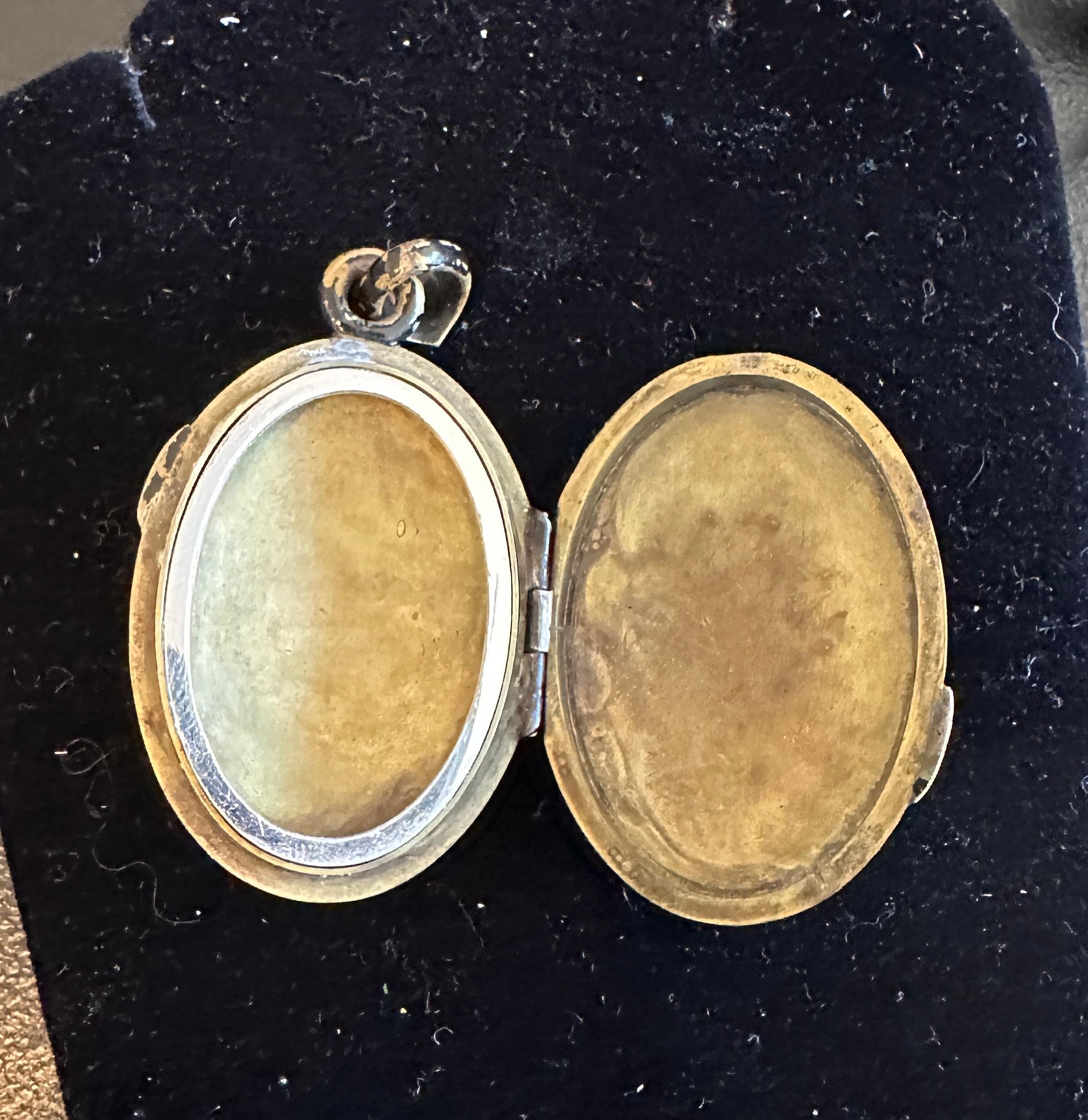 Women's or Men's Rare Shakudo Locket Pendant Necklace Bird Parrot Cockatoo Fan Japan Antique For Sale