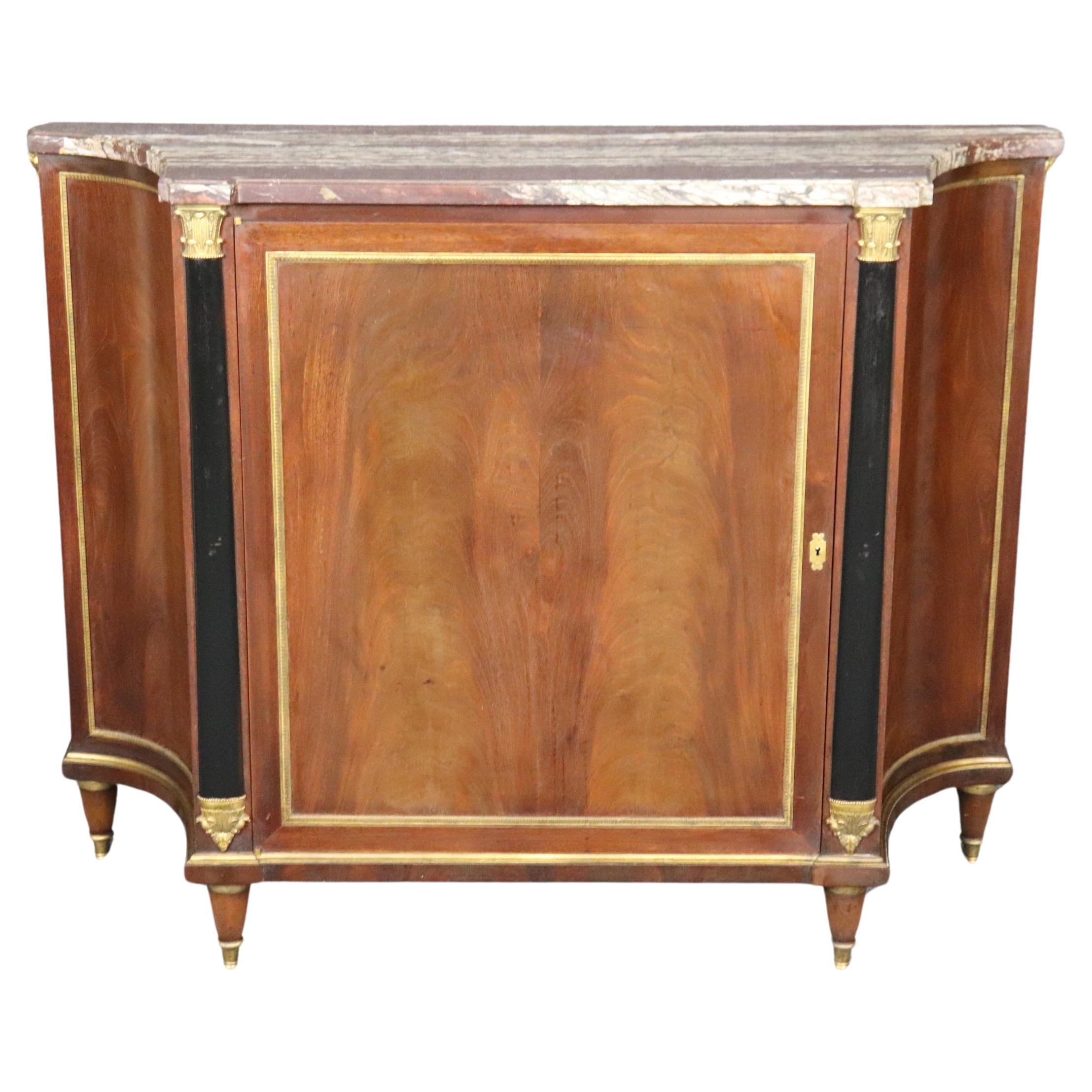 Rare Shallow Directoire Signed Maison Jansen Rouge Marble Top Sideboard Buffet  For Sale