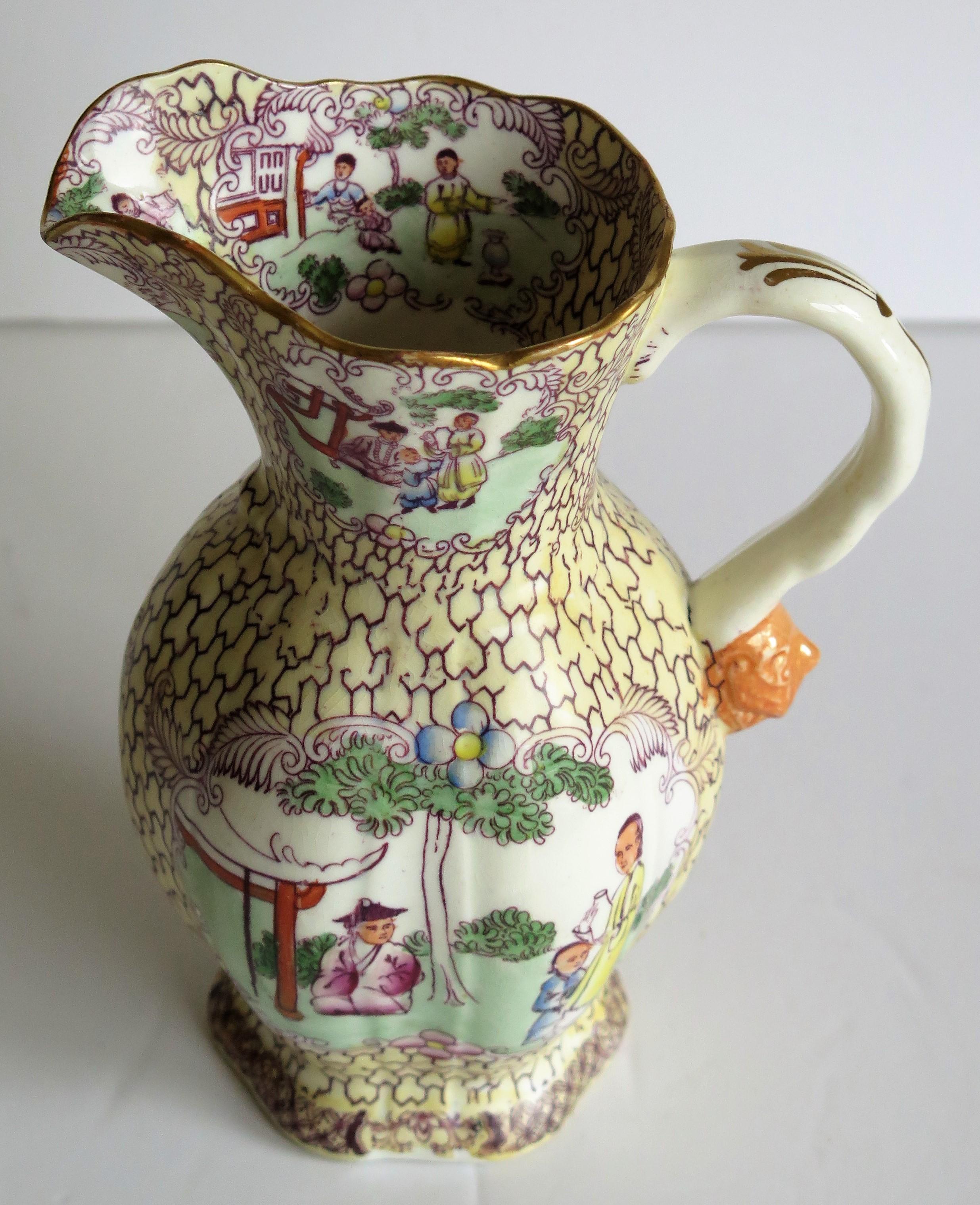 Mason's Ironstone Jug or Pitcher Conversation Ptn rare shape, Georgian Ca 1825 For Sale 7