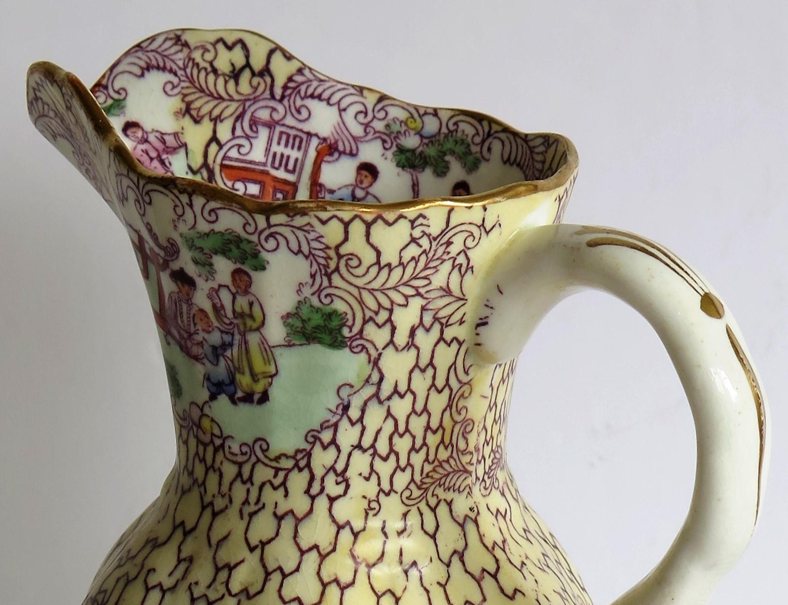 Mason's Ironstone Jug or Pitcher Conversation Ptn rare shape, Georgian Ca 1825 For Sale 8