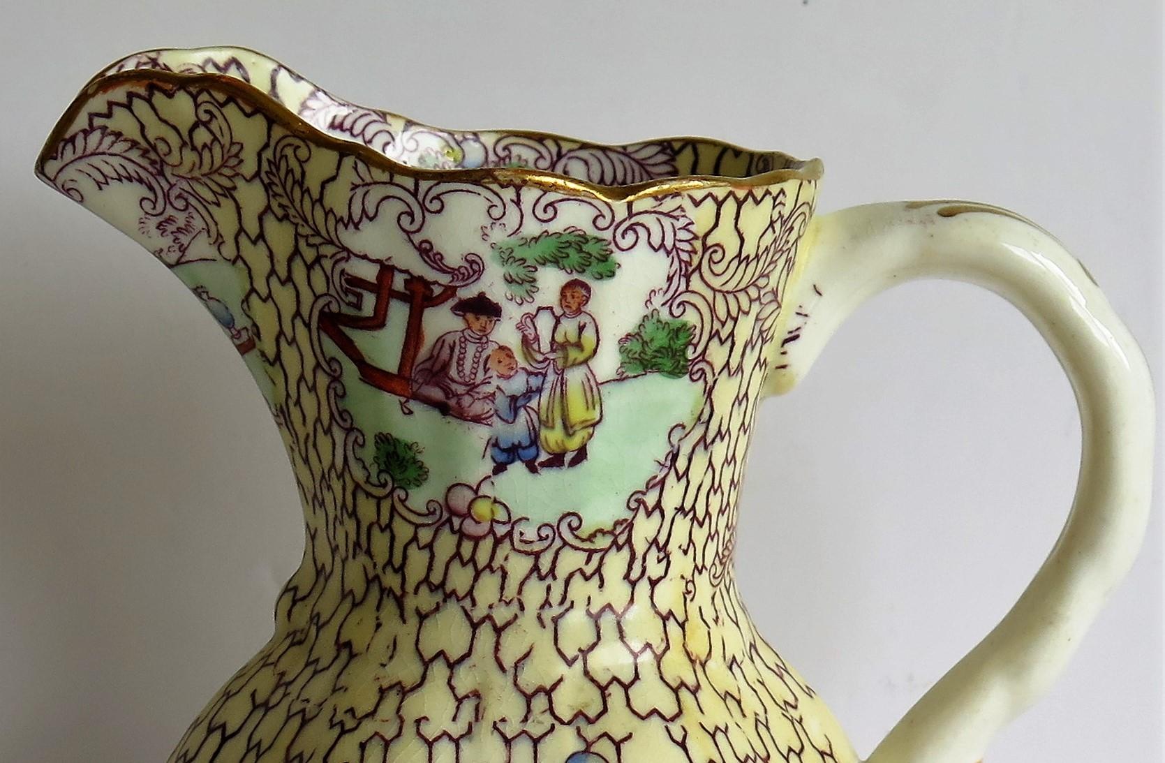 Mason's Ironstone Jug or Pitcher Conversation Ptn rare shape, Georgian Ca 1825 For Sale 9