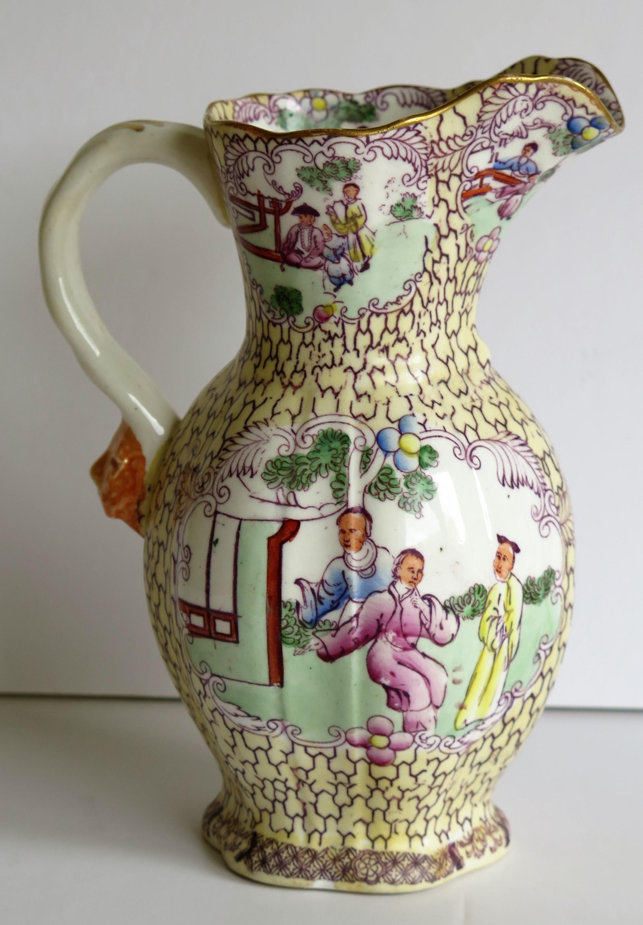 Mason's Ironstone Jug or Pitcher Conversation Ptn rare shape, Georgian Ca 1825 In Good Condition For Sale In Lincoln, Lincolnshire