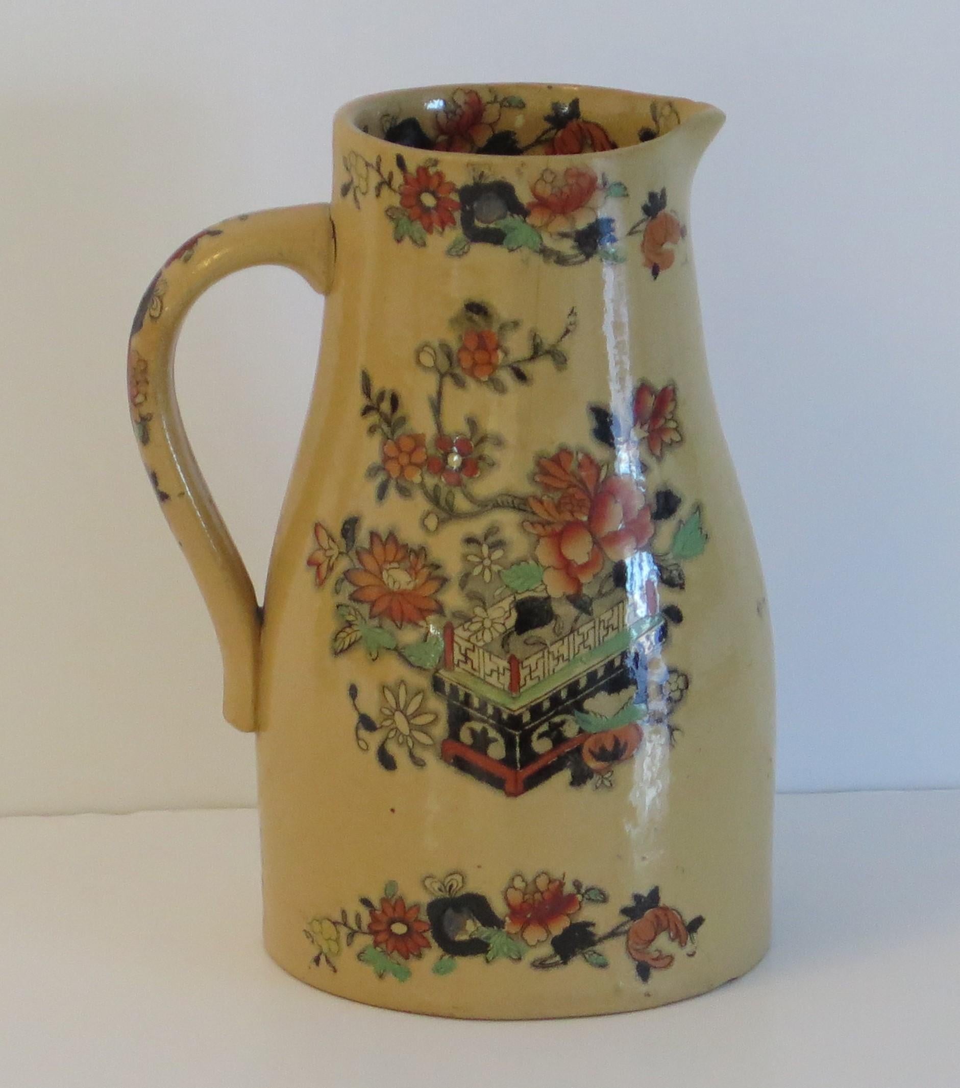 Rare Shape Mason's Ironstone Jug or Pitcher in Flower Box Pattern, circa 1840 In Good Condition In Lincoln, Lincolnshire