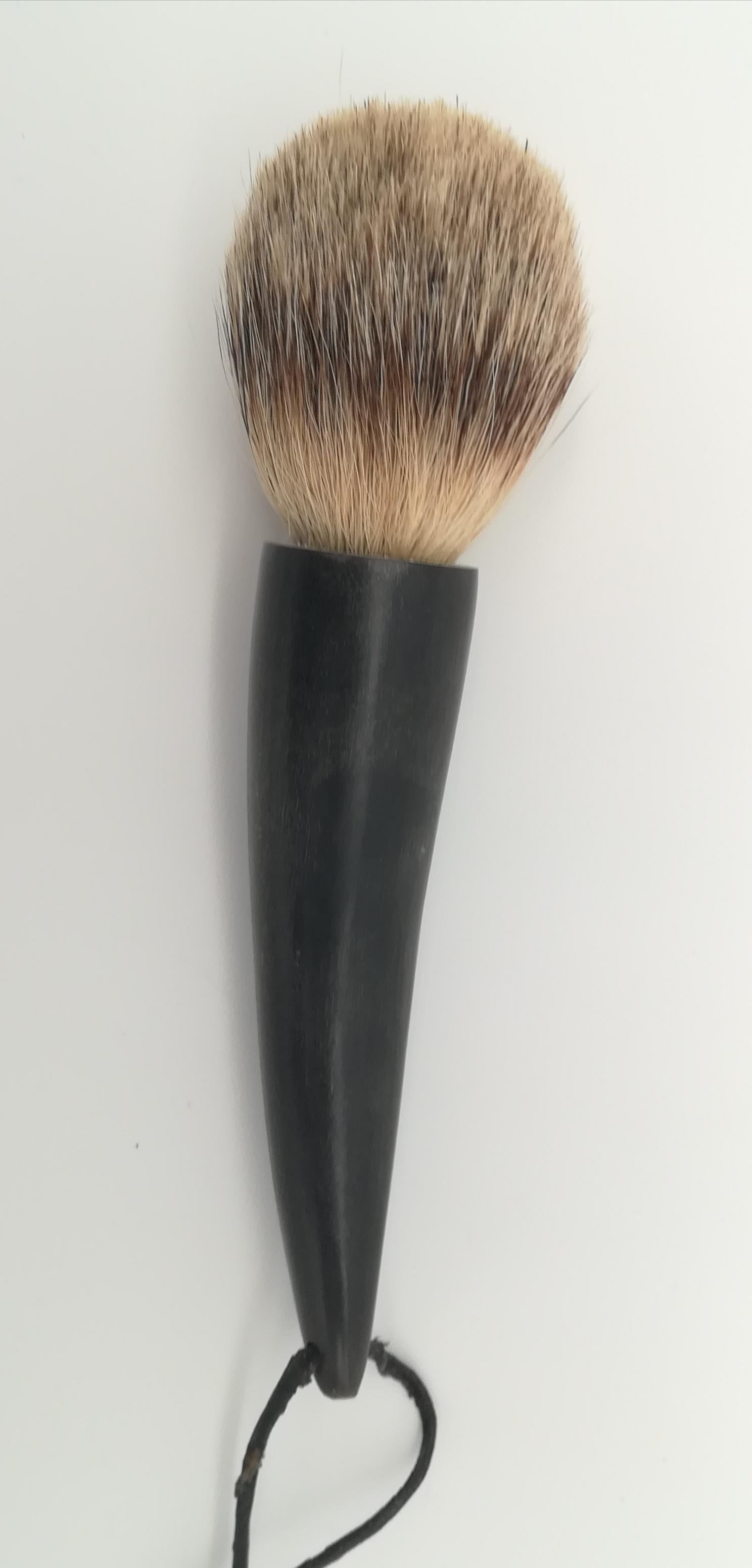 Organic Modern Rare Shaving Brush Horn and Badger Hair Attributed to Werkstatte Aubock For Sale