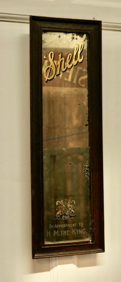 Raro espejo publicitario de Shell Motor Oil, con cita real a S.M. el Rey
