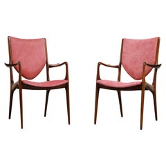 Vintage Rare Shield Back Armchairs by Vladimir Kagan for Kagan-Dreyfuss, c. 1959, Signed