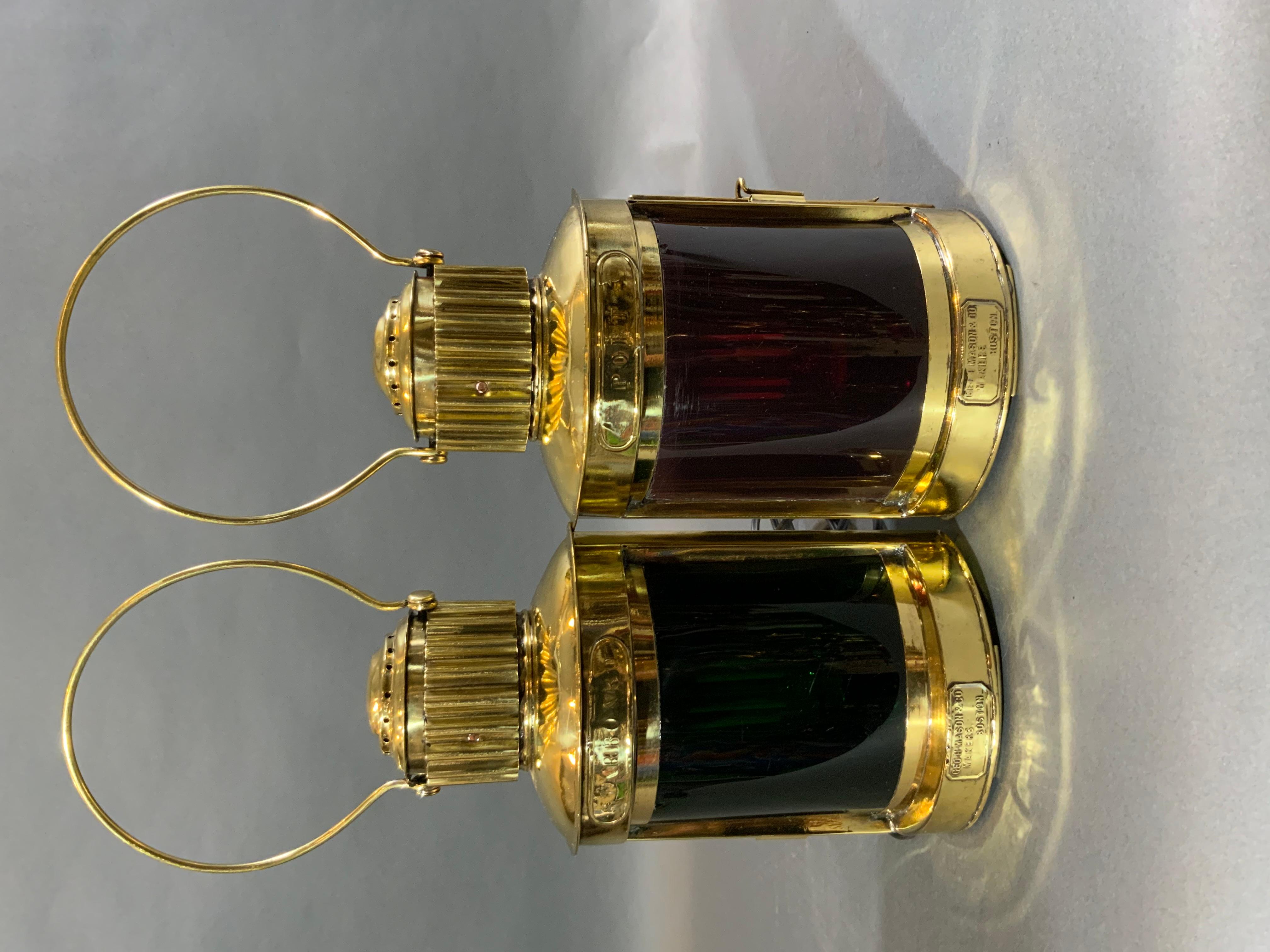 Rare Ships Port and Starboard Lanterns by George Mason of Boston For Sale 9