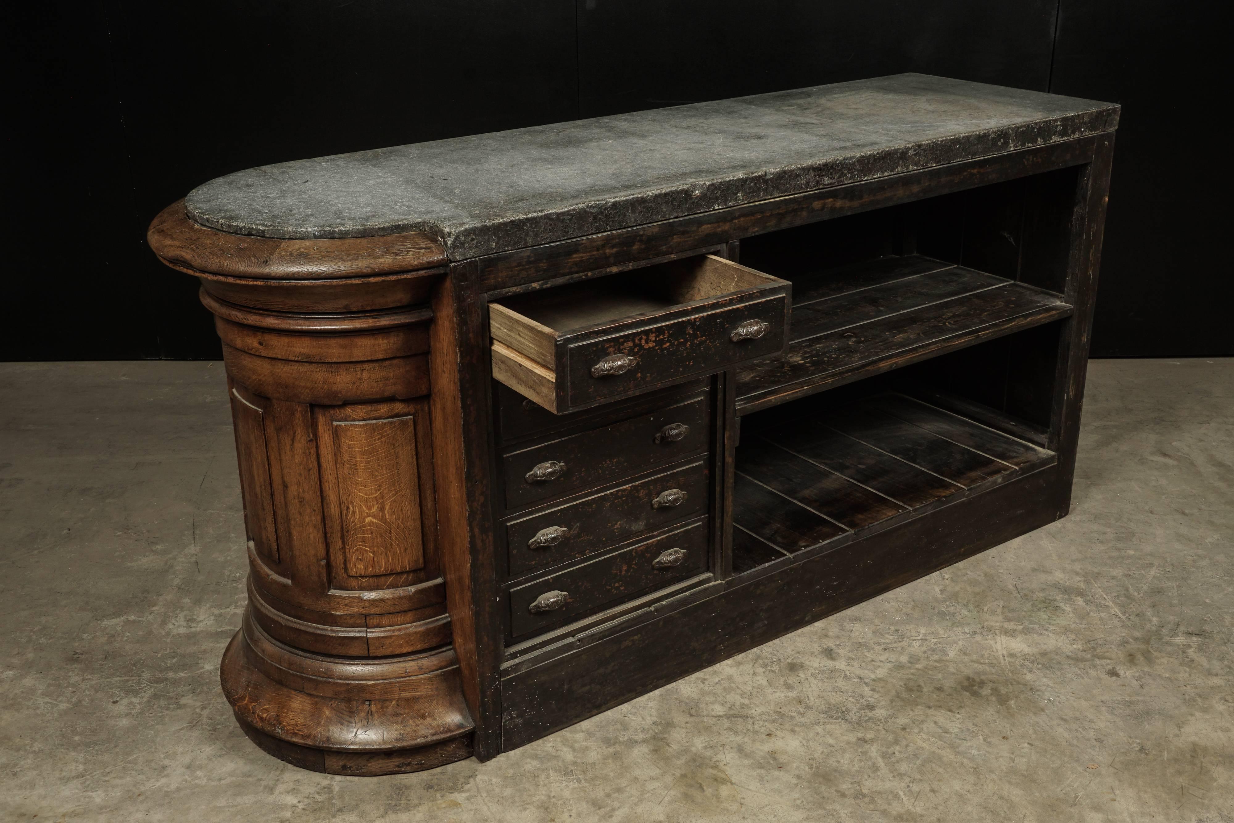 Early 20th Century Rare Shop Counter with Original Soapstone Top from France, circa 1900