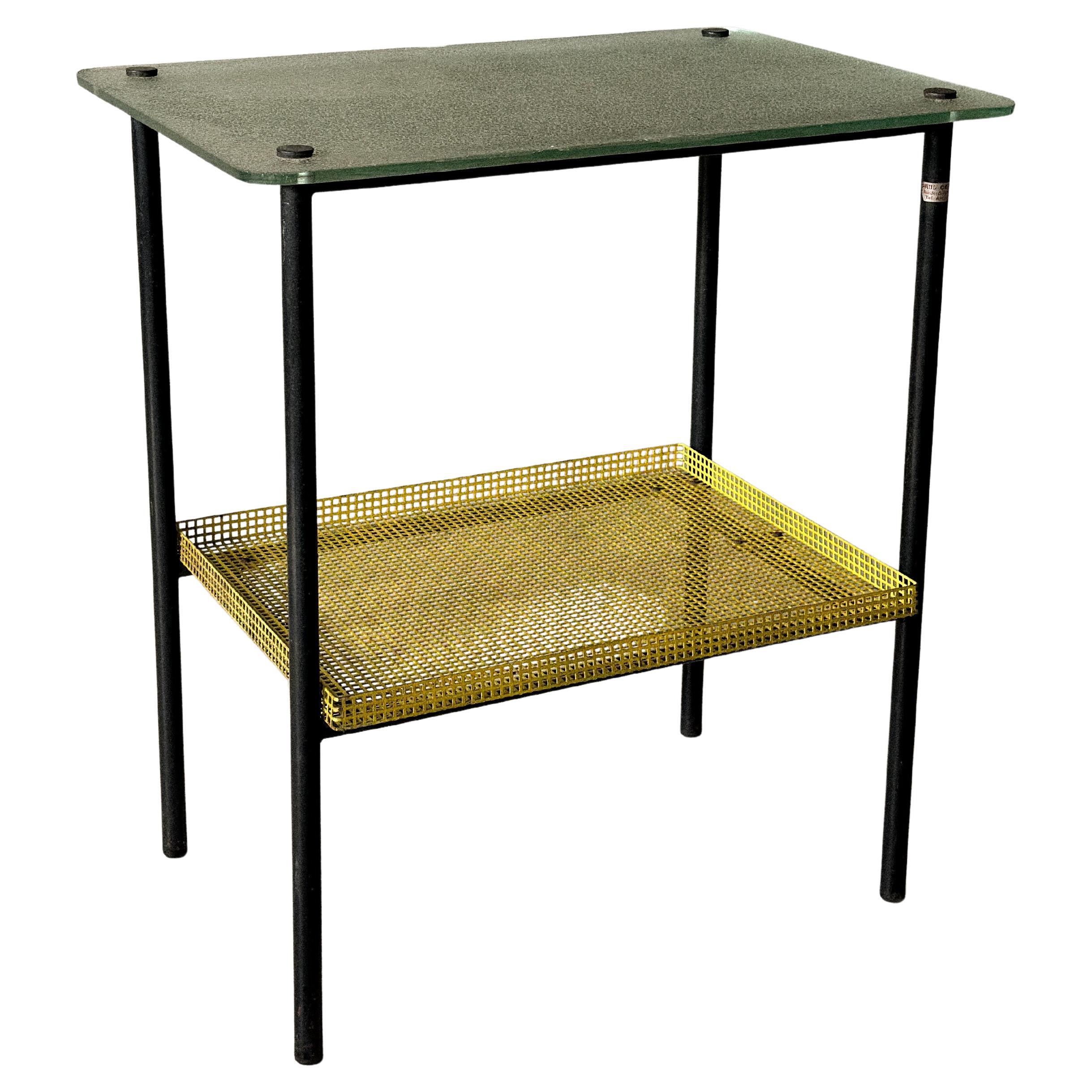 Rare Side Table by Paul Grivois, St-Gobain Glass and Metal, France, c. 1950s