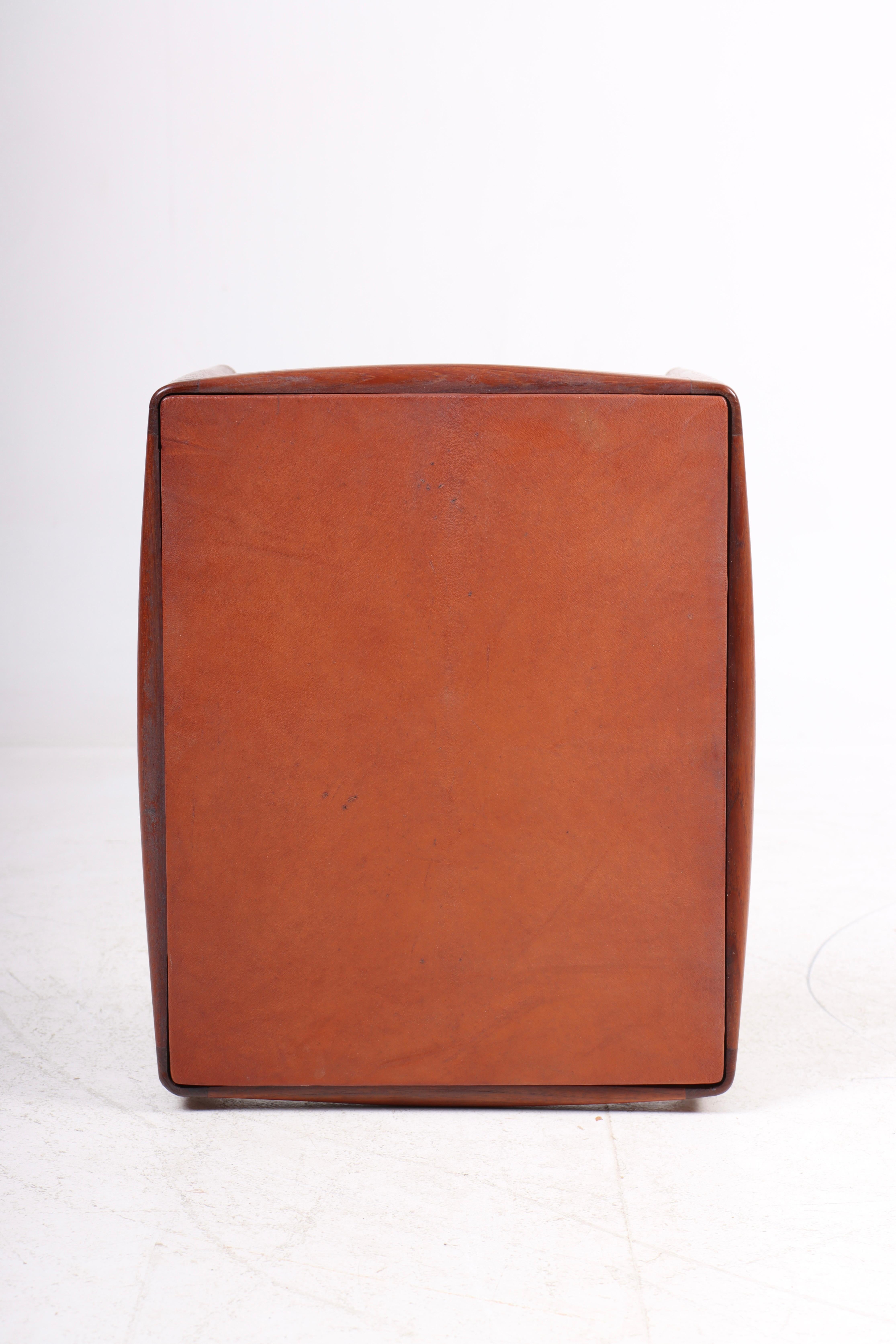 Rare Side Table in Teak and Leather by Ejner Larsen & Aksel Bender Madsen For Sale 1
