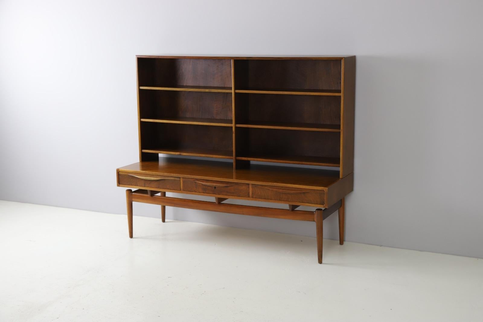 Mid-Century Modern Rare Sideboard with Top Cabinet by Kurt Østervig for Brande Møbelindustri, 1950s For Sale