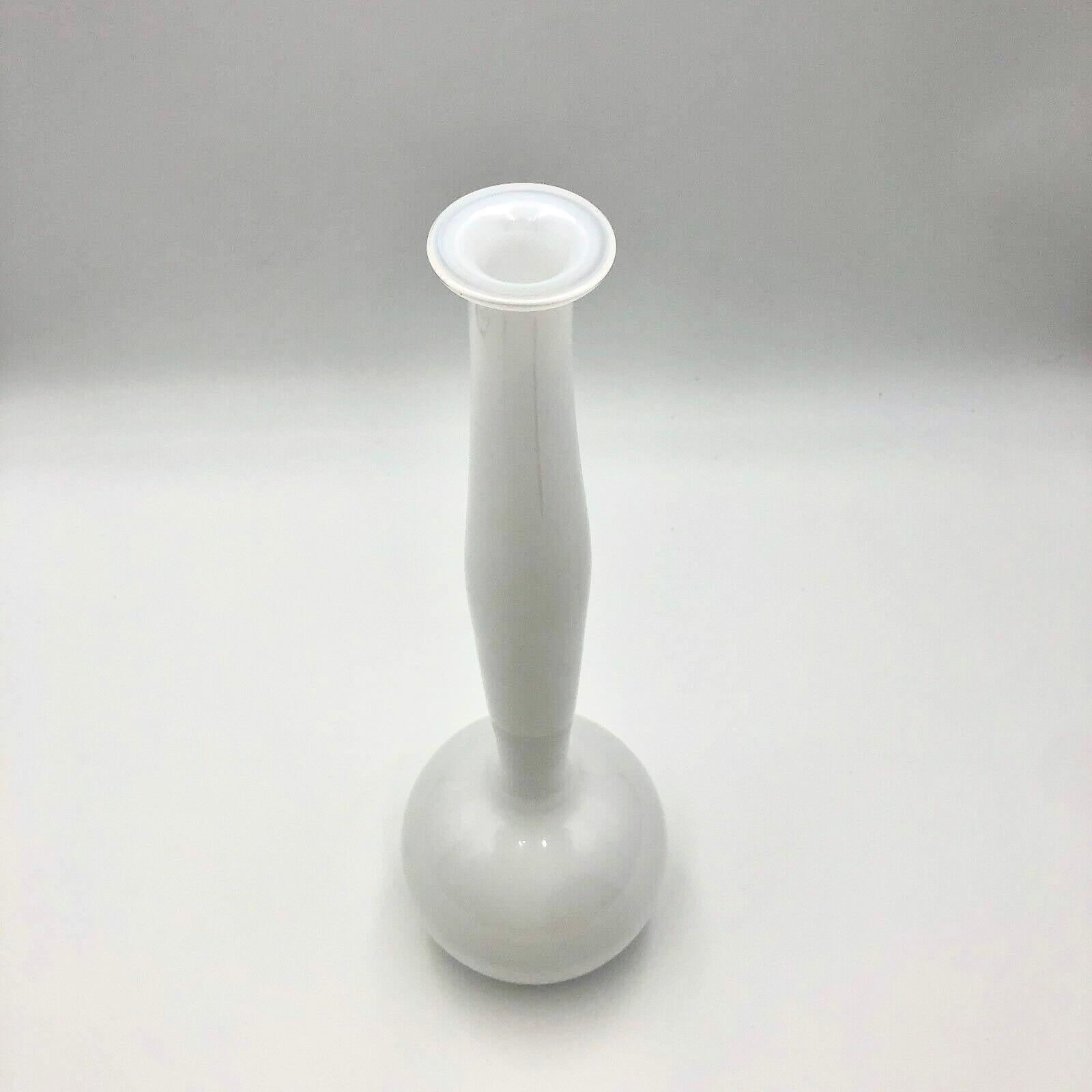 Modern Rare Signed Anne Nilsson for Orrefors Expo White Glass Vase For Sale