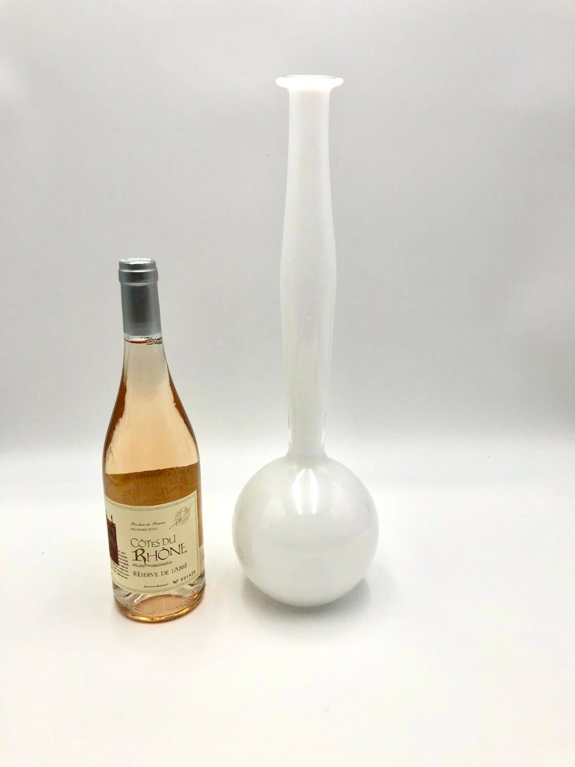 Rare Signed Anne Nilsson for Orrefors Expo White Glass Vase For Sale 3