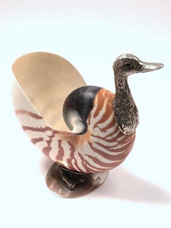 Rare Signed Binazzi Duck Shell Trinket Bowl Sculpture, 1970s, Italy