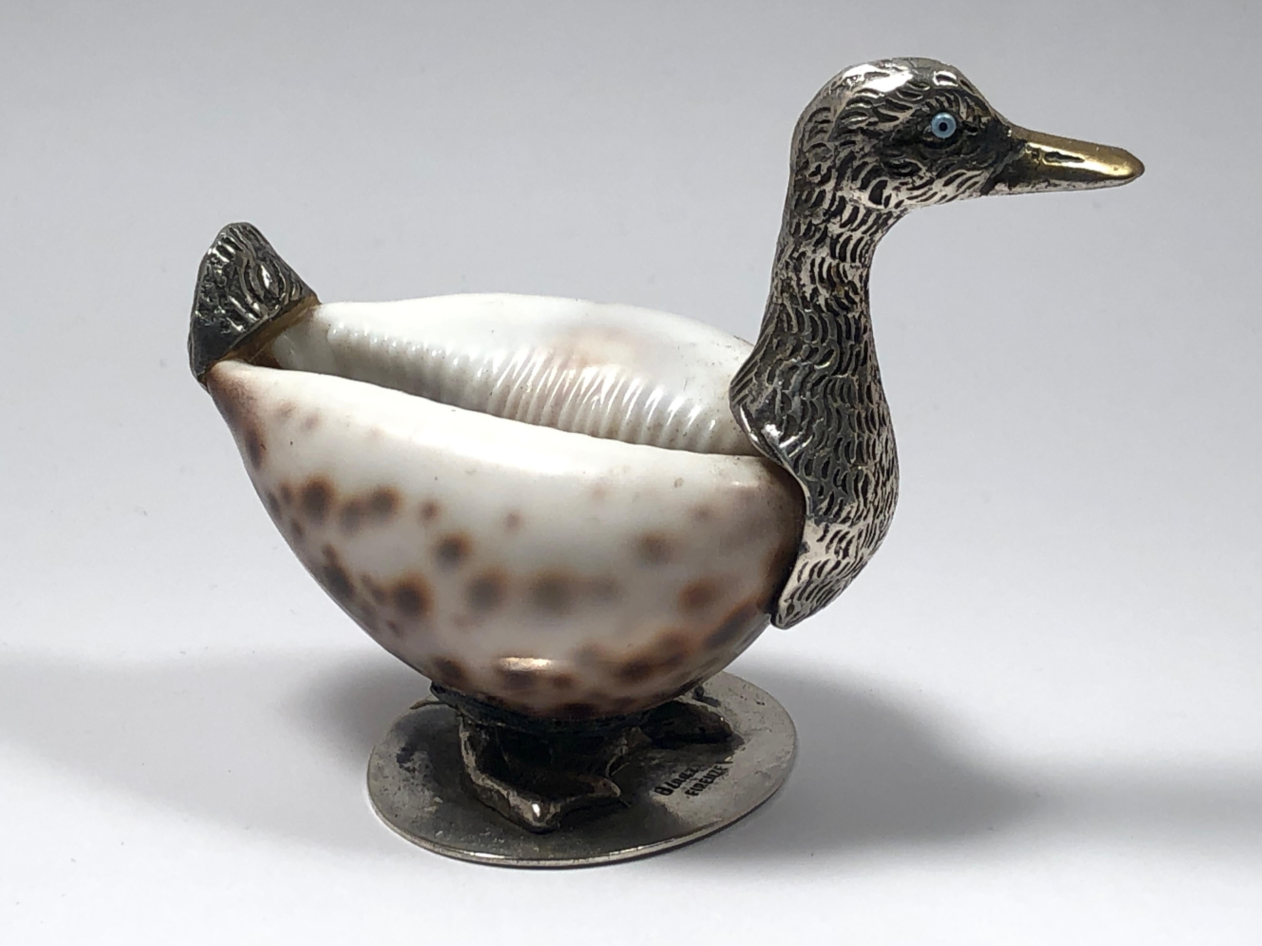 Mid-Century Modern Rare Signed Binazzi Duck Shell Trinket Bowl Sculpture, 1970s, Italy For Sale