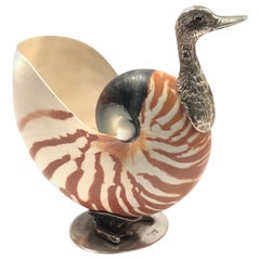 Rare Signed Binazzi Duck Shell Trinket Bowl Sculpture, 1970s, Italy