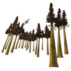 Rare Signed Brass Tree Wall Sculpture by Bijan