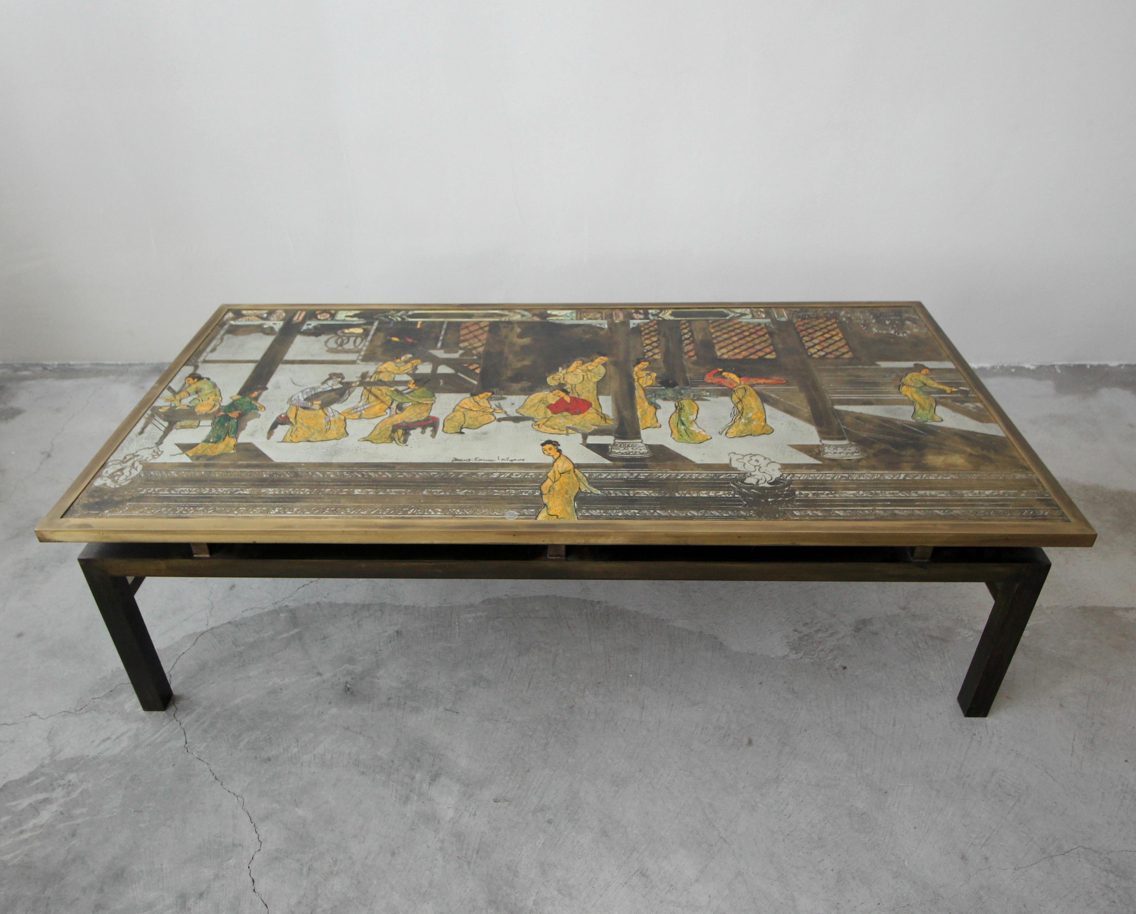 Rare Signed Bronze Chin Ying Coffee Table by Philip and Kelvin LaVerne im Zustand „Gut“ in Las Vegas, NV