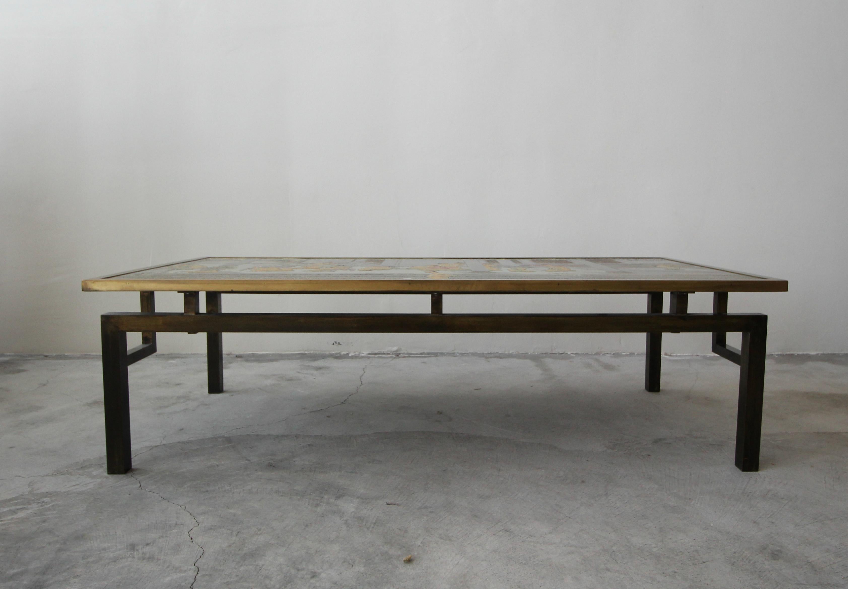 Rare Signed Bronze Chin Ying Coffee Table by Philip and Kelvin LaVerne (20. Jahrhundert)