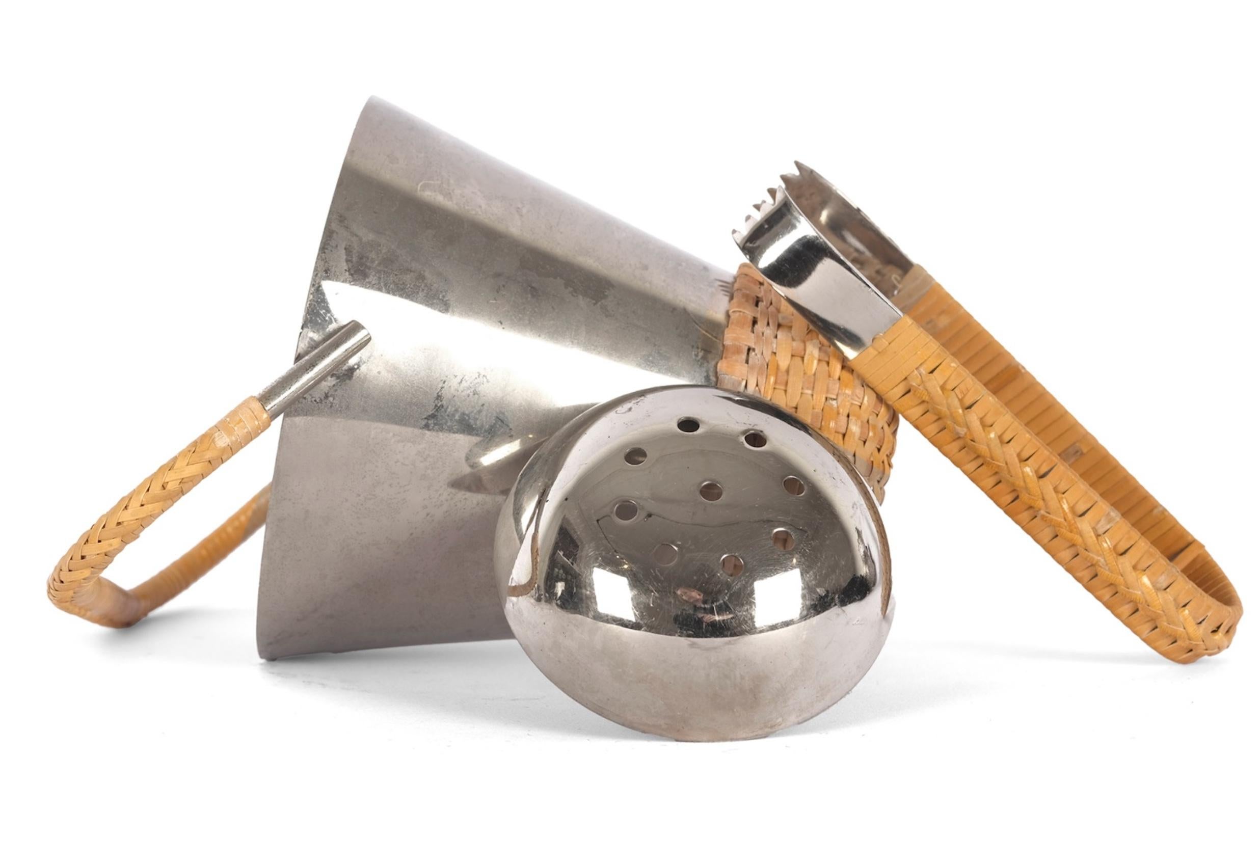 Rare signed Carl Auböck no.3703 ice bucket and tongs 6