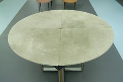 Rare Signed Chrome and Brass Convertible Dining Table by Romeo Rega, Italy 1970s