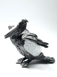 Rare Signed Gabriella Crespi Bird Silver Pelican Sculpture, 1970s, Italy