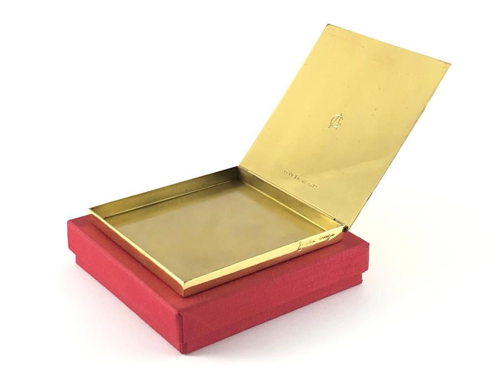 Mid-Century Modern Rare Signed Gabriella Crespi Gold Cigarette / Pill Box Desk, 1970s, Italy For Sale