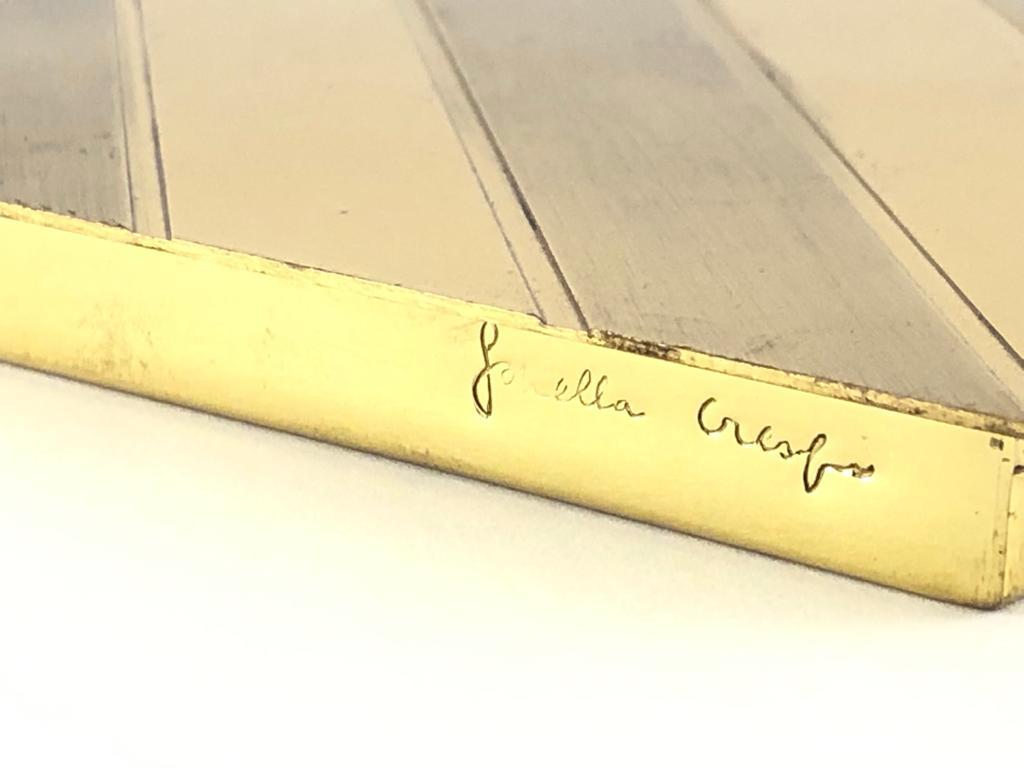 Italian Rare Signed Gabriella Crespi Gold Cigarette / Pill Box Desk, 1970s, Italy For Sale
