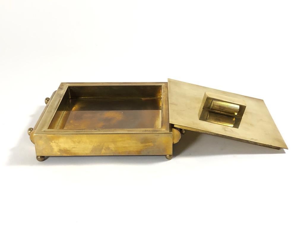 Late 20th Century Rare in the Style of Gabriella Crespi Gold Cigarette / Pill Box Desk, 1970 Italy