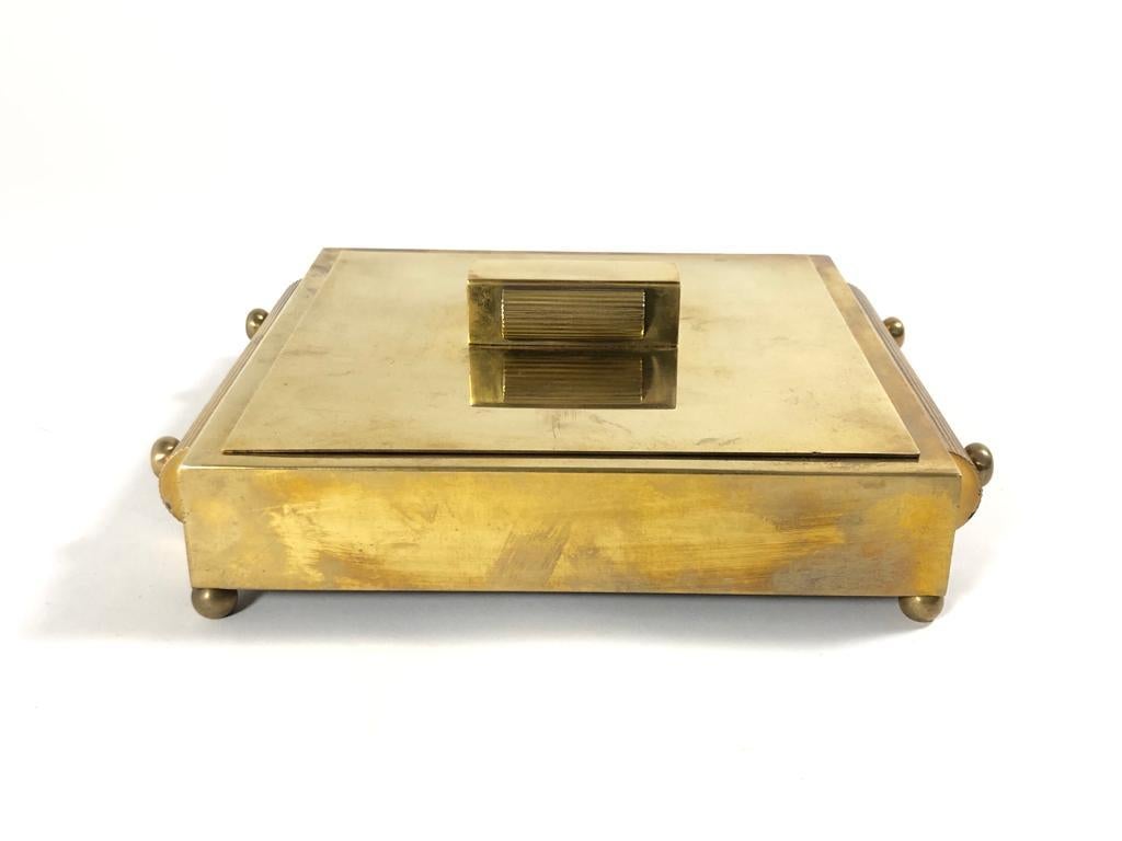 Brass Rare in the Style of Gabriella Crespi Gold Cigarette / Pill Box Desk, 1970 Italy