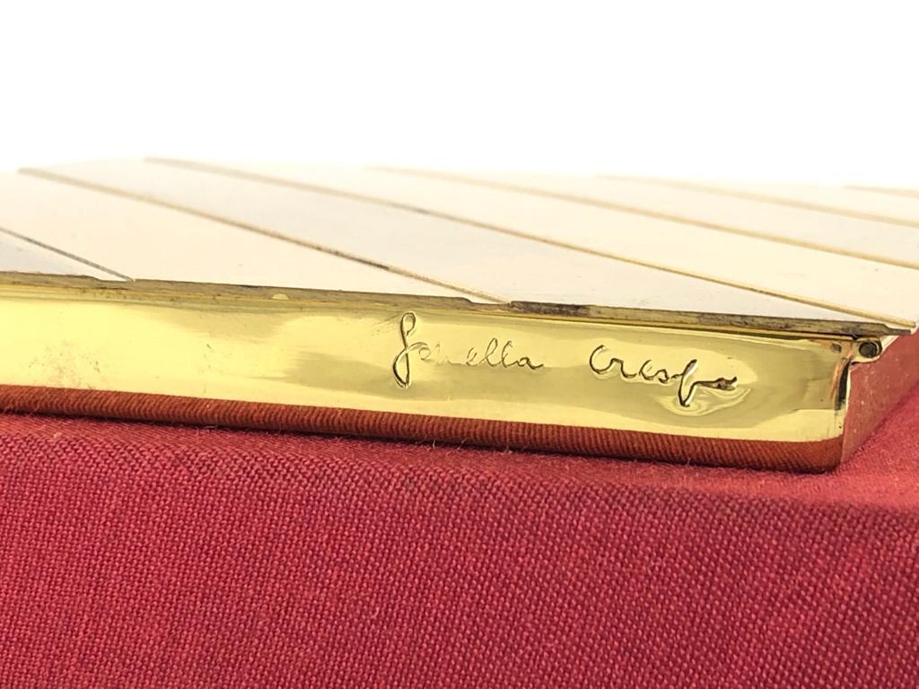 Brass Rare Signed Gabriella Crespi Gold Cigarette / Pill Box Desk, 1970s, Italy For Sale
